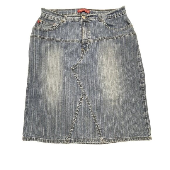 LONDON BLUE VIGOSS JEANS Denim Jean Skirt Women's Size 8 A-Line Distressed Short - Picture 1 of 12